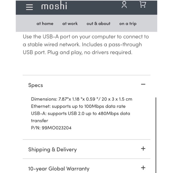 Moshi USB to Ethernet Adapter - Picture 10 of 10